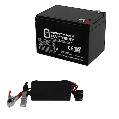 12V 12AH Battery Replaces Yuasa REC12-12, REC 12-12 With 12V 1Amp Chrger